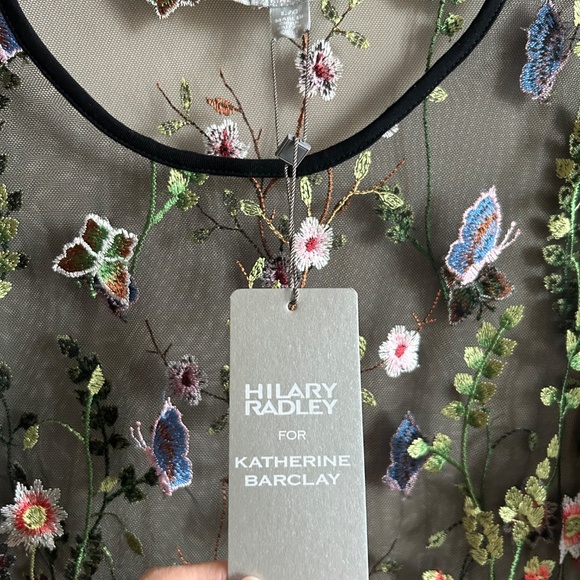 Hilary Radley for Katherine Barclay Black Floral Embroidered Mesh Dress — NWT - Picture 2 of 11